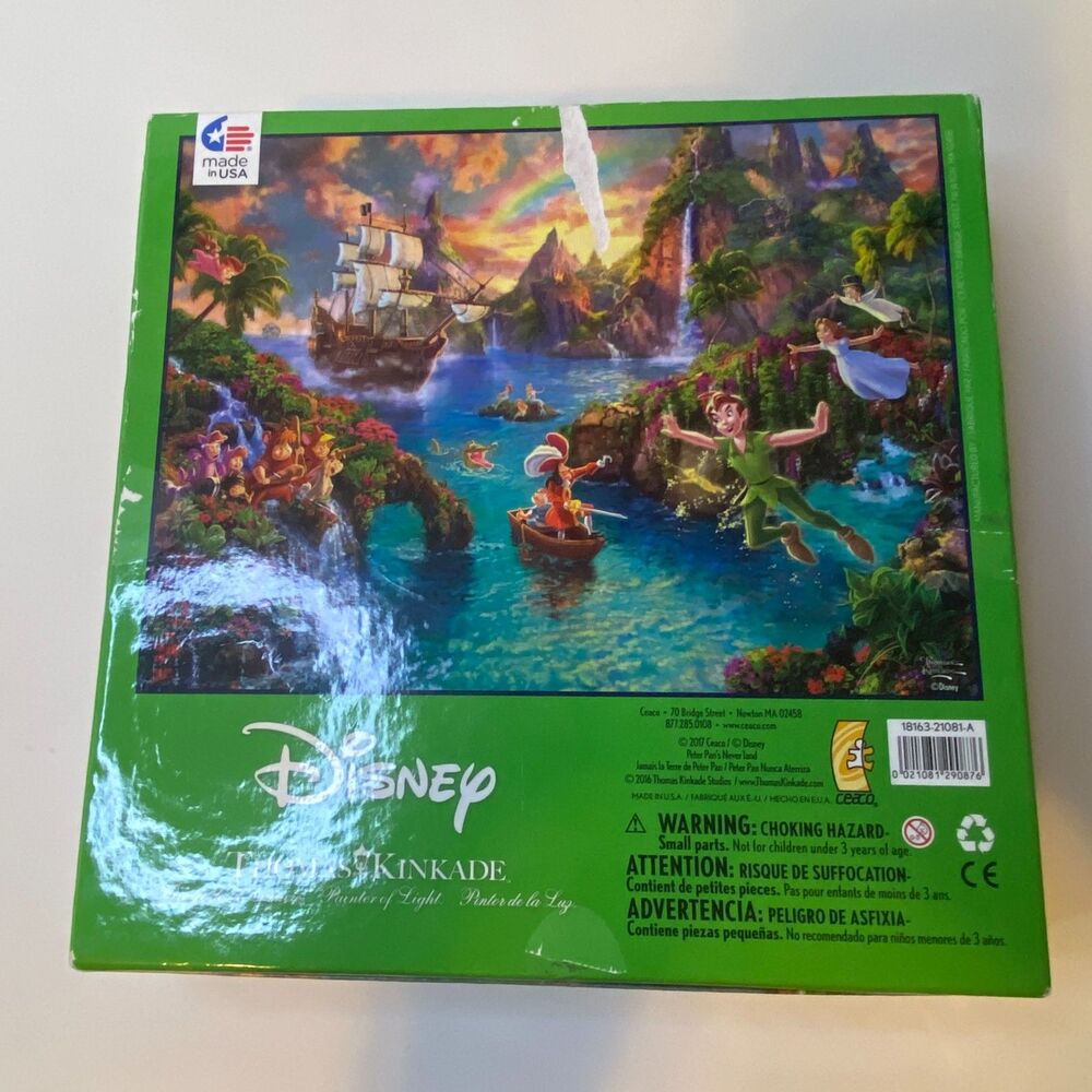 Disney Thomas Kinkade 750 pc Puzzle Peter Pans Neverland 24" x 18" (ope box)